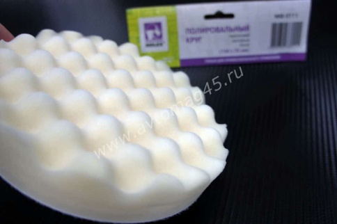 Holex  губка полировальная на липучке 150х25 белая рельефная    фото 3