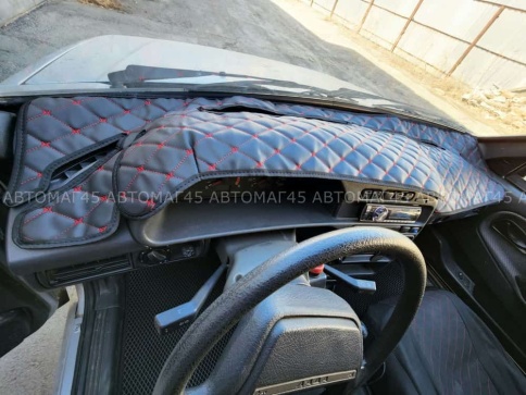 Накидка на панель ВАЗ 2114 2115 только европанель с красной ниткой экокожа фото 3