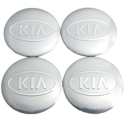 Наклейка на колпаки Kia сферическая изогнутая 5,6см 4шт серебро NZD 042 фото 1