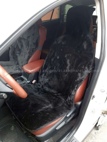 Рус Автотренд  Накидка на сиденье короткий ворс черный шерсть 40% размер XL 148х57см 2шт    фото 3
