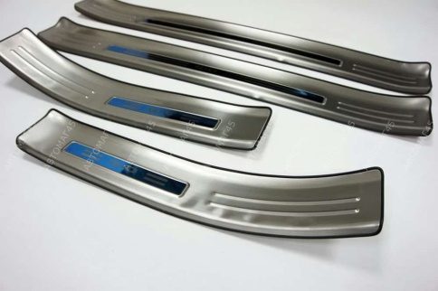 Накладки на внутр пороги Kia Rio 4 Киа Рио 4 2017-2022г широкие алюминий 4шт фото 5