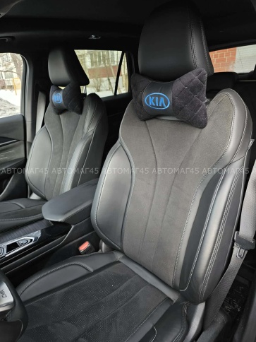 Подушка  под шею с лого KIA синий логотип 2шт фото 4
