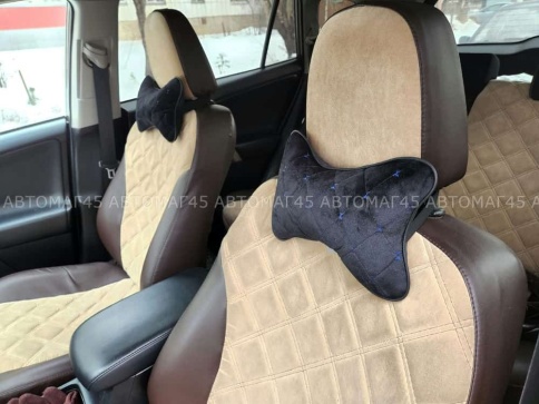 Maximal Подушка косточка под шею велюр черная с синей ниткой 26х19см 1шт    фото 2