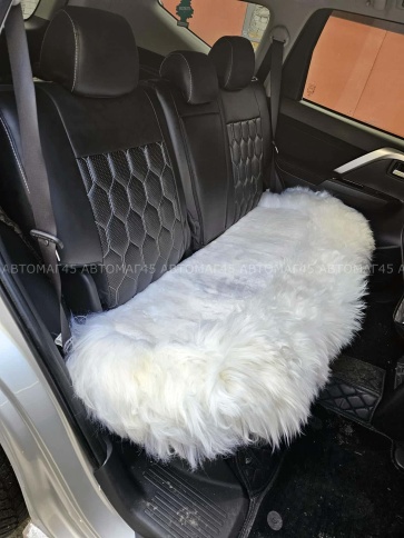 Накидка  комбинированная на заднее сидение белый овчина 135x45см 1шт    фото 6