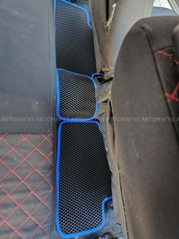 EVA ЭВА  коврики в салон ВАЗ 2109 2114 2115 черные синий кант рисунок ромб  комплект 5шт    фото 6