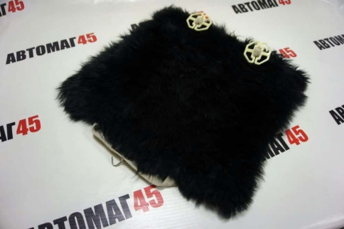 Накидка подушка  на сиденье длинный ворс черный 44х44см    фото 3