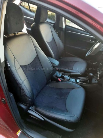 PSV  Авточехлы  Toyota Corolla Тойота Королла 2013-2019г экокожа алькантара черная ромб    фото 4