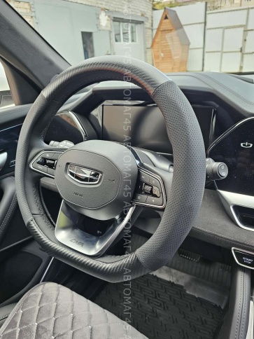 Maximal  оплетка руля экокожа перфорация + карбон черная скошенный руль размер 37-39см D-11BL-DBL  фото 3