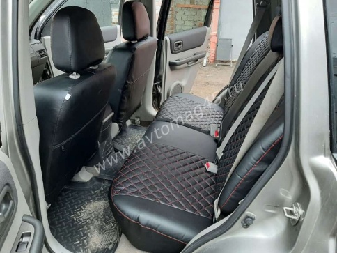 Авточехлы  Nissan X-Trail Ниссан Х-Трейл 2001-2007г кузов T30 экокожа черная ромб    фото 5