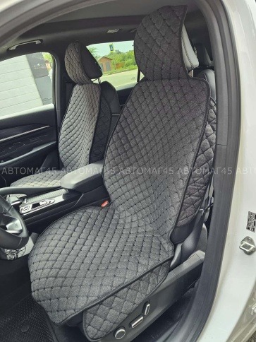 Чехлы  накидки на сиденье лен 2Д черный передние 2шт LEX   фото 3