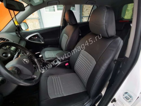 Авточехлы  Toyota RAV4 Тойота Рав4 2012-2019г XA40 экокожа черно-серая    фото 1