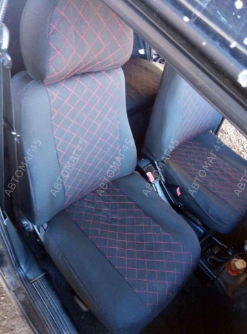 Авточехлы  ВАЗ 2109 2114 2115 Нива пятидверная до 2019г жаккард черный с красной ниткой ромб Барс   фото 2