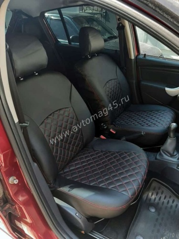 Авточехлы  Renault Duster до 2015г Sandero S.Stepway до 15г 2/3 Terrano 14-16 экокожа сер.нить ромб фото 13