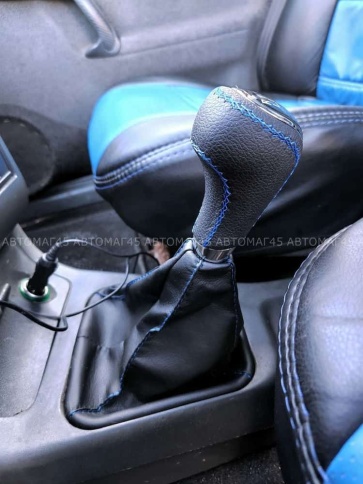 SALMAN Ручка КПП ВАЗ 2110 2111 2112 под КПП 2110 черный с синей ниткой в сборе хром   фото 6