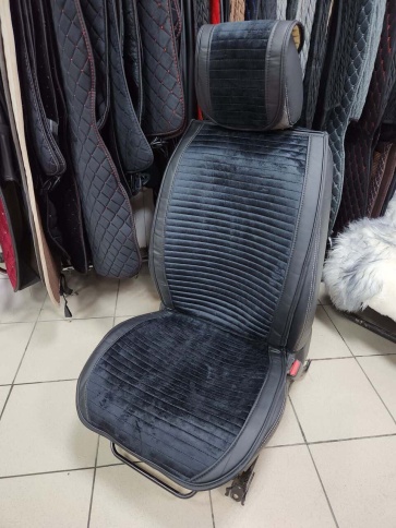 Страйпс  Накидки на сиденье без спинки велюр полоска черный комплект 5шт   фото 6