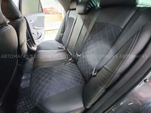 Авточехлы  Toyota Corolla Тойота Королла 2007-2013г кузов 150 экокожа алькант черная крас.нить ромб фото 13