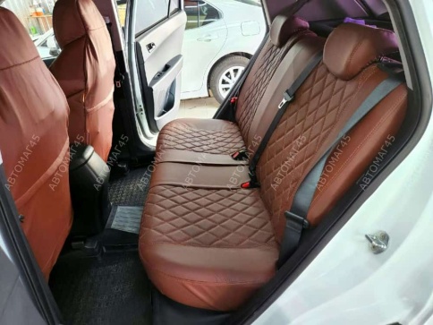 Драйв  чехлы универсальные экокожа Ромбы коричневый коричневый комплект    фото 11