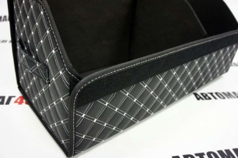 C2R Органайзер  багажника кофр экокожа черный с белой ниткой 70x30x30см  фото 3