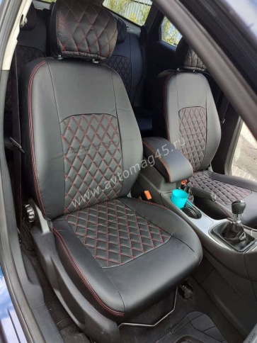 Авточехлы  Ford Mondeo IV Форд Мондео 4 2007-2014г экокожа черная ромб    фото 2