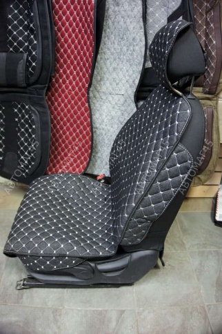 Чехлы  накидки на сиденье лен 2Д серый передние 2шт LEX   фото 9