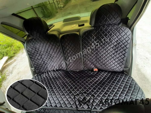 Гелакси  Накидки на сиденье универсальные велюр задний ряд черные с боками с черной ниткой 3шт  фото 1