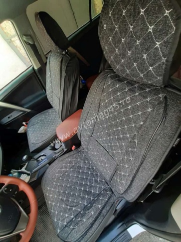 Чехлы  накидки на сиденье лен форма 2Д серый передние 2шт    фото 3