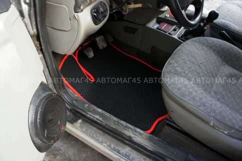 EVA ЭВА  коврики в салон Лада Kalina Granta Datsun On-do Mi-do черн красный кант рис ромб компл 5шт фото 2