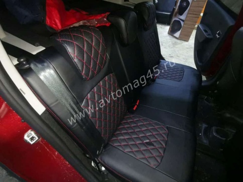 Авточехлы  Renault Logan Stepway с 2013г Renault Sandero Stepway с 2015г 1/1 экокожа черный ромб фото 4