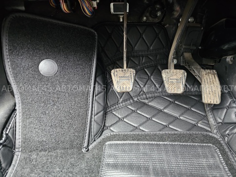 C2R Коврики 5D экокожа Лада Гранта Lada Granta 2011-2026г черный с черной ниткой+ворс комплект фото 3