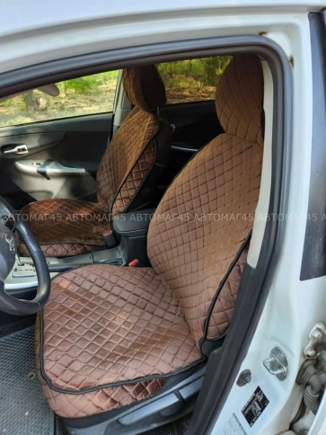 Гелакси  Накидки на сиденье на силиконе велюр коричневый 2шт    фото 4