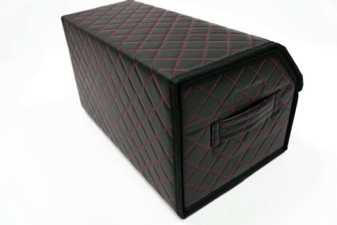 C2R Органайзер  багажника кофр экокожа черный с красной ниткой 50x30x30см  фото 4