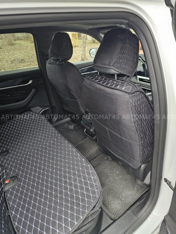 Чехлы  накидки на сиденье лен 2Д черный бежевая нитка комплект 5шт    фото 6