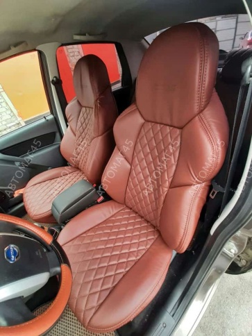 Драйв  чехлы универсальные экокожа Ромбы коричневый коричневый комплект    фото 2