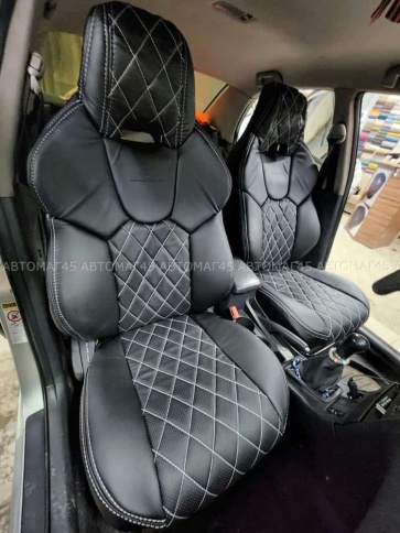 Динас  чехлы универсальные LAMBO экокожа Ромбы черный черный комплект    фото 6