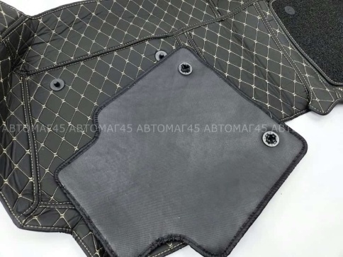 Ковры  5D экокожа Toyota Camry V40/V45 2006-2011г черный с бежевой ниткой+ворс компл Like АКЦИЯ! фото 17