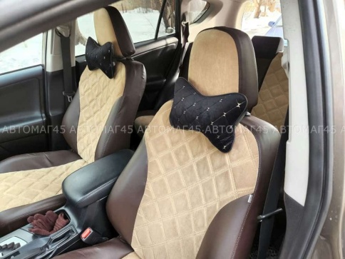 Maximal Подушка косточка под шею велюр черная с бежевой ниткой 26х19см 1шт    фото 5