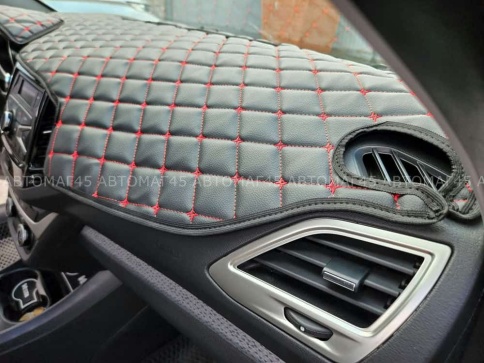 Накидка на панель Lada Vesta седан Веста Lada SW Vesta SW Cross с красной ниткой экокожа  фото 4
