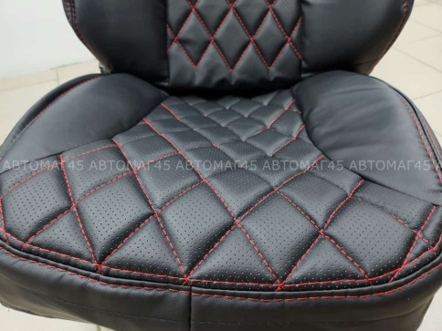 Recaro  чехлы универсальные экокожа черный красный ромб комплект    фото 2