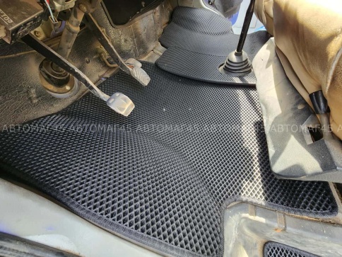 EVA ЭВА 3D коврики в салон полномасштабные Газель Газель бизнес черные рисунок ромб 2шт    фото 5