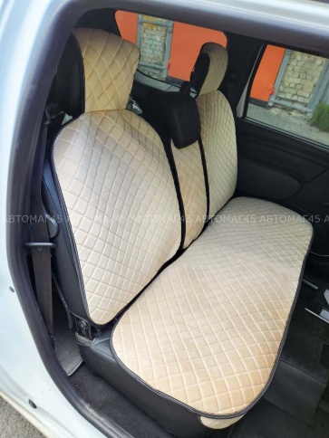 Гелакси  Накидки на сиденье на силиконе велюр задний ряд бежевые 3шт  фото 6