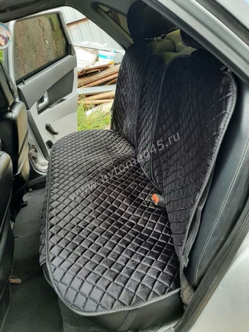 888-а  Накидки на сиденье с боками задний ряд велюр черный 2шт    фото 5