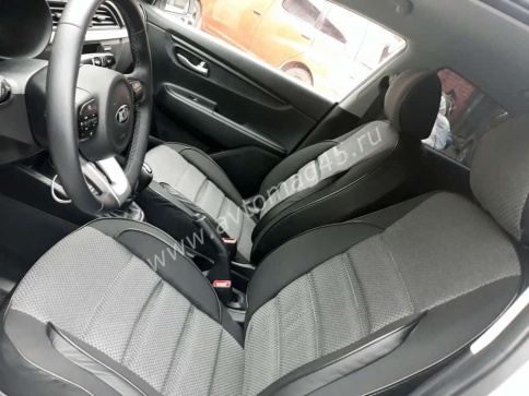 Авточехлы  Kia Rio Киа Рио 2011-2017г Hyundai Solaris 2011-2017г жаккард черно-серый Ижевск    фото 1