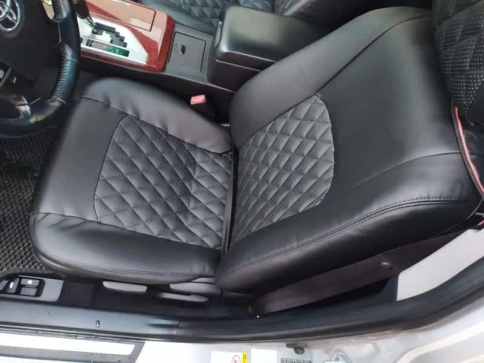 Авточехлы  Toyota Camry Тойота Камри 2006-2011г кузов V40 экокожа черная нить серая ромб   фото 3