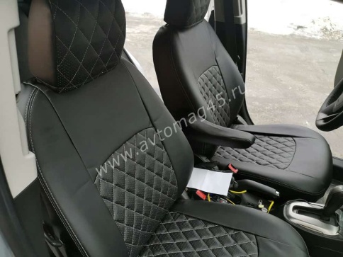 Авточехлы  Chevrolet Cobalt Кобальт 13-22г / Ravon Равон R4 16-20г экокожа черная ромб    фото 7
