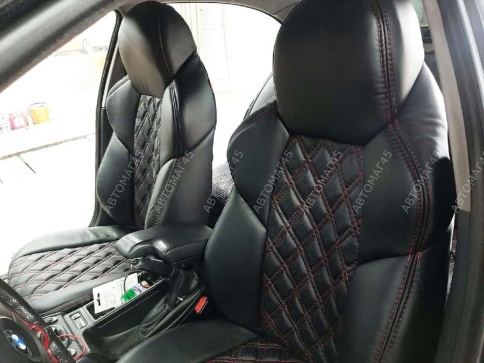 Экстрим  чехлы универсальные экокожа черный черный и красная нить ромб комплект    фото 7