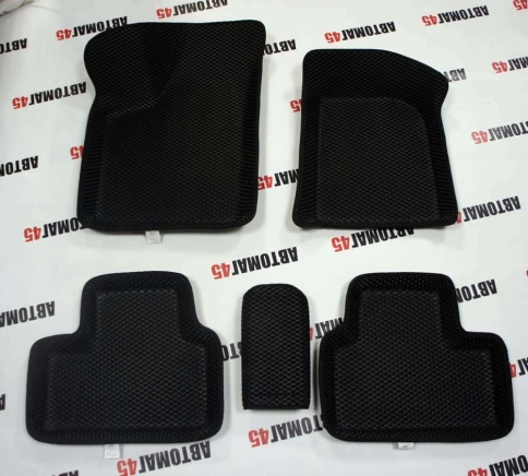 BORATEX  коврики в салон 3D EVA ЭВА Lada Приора ВАЗ 2110 2112 черные рисунок ромб комплект 5шт фото 7