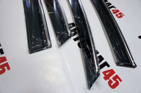 WIND  дефлекторы окон Nissan Teana Ниссан Теана 2008-2013г дымчатые хромированный молдинг компл 4шт фото 5