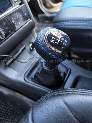 SALMAN Ручка КПП ВАЗ 2110 2111 2112 под КПП 2110 черный с синей ниткой в сборе хром   фото 4