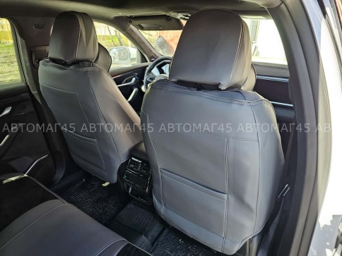 Чехлы  накидки на сиденье экокожа+алькант серый трансформер с отдельным подголовником комплект Fota фото 3