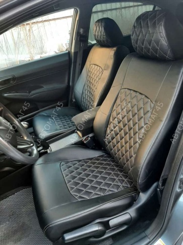 Авточехлы  Honda CIVIC Хонда Цивик 4D 4х дверная 2005-2011г Экокожа черный ромб    фото 1